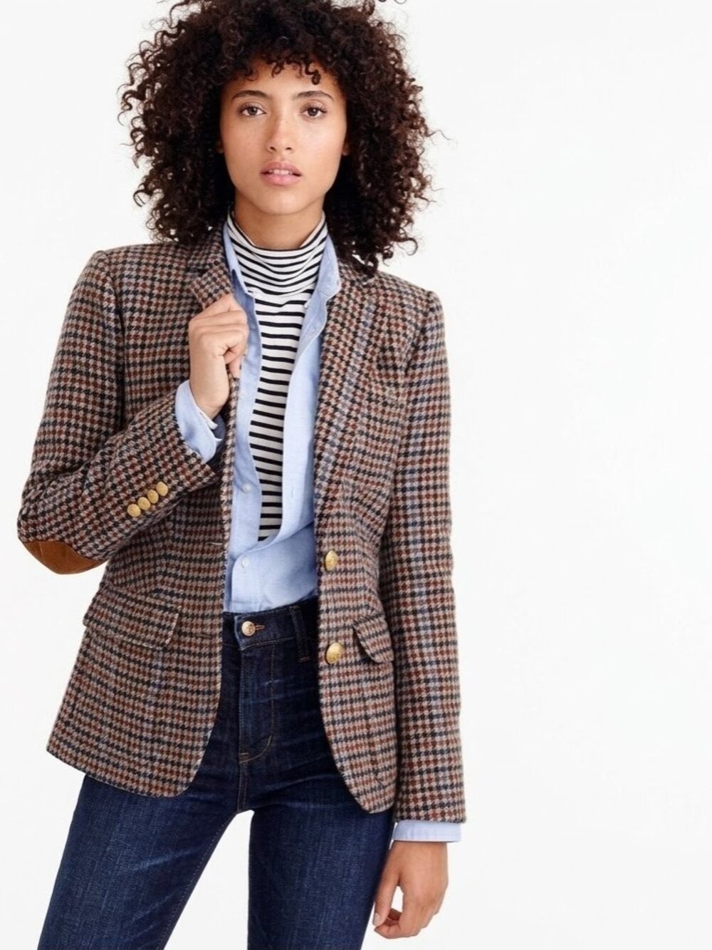NWoT J.Crew Elbow-Patch Rhodes Blazer in Brown Houndstooth Wool Jacket 10P